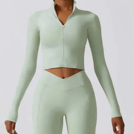 Long Sleeve Yoga Wear Coat with Zipper